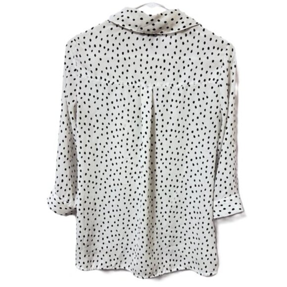 IZ BYER Women's White/Black, Polka Dot, Button Up, Twisted Mid Drift - XS - Picture 9 of 11